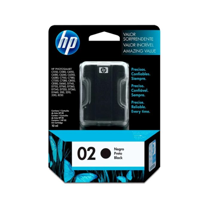 Cartucho de tinta HP 02 negra Original (C8721WL) - Image 1