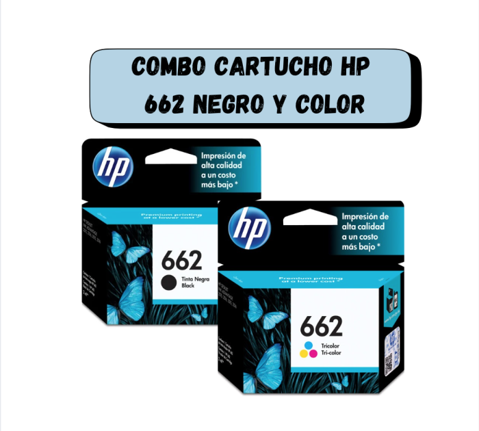 Combo cartucho de tinta HP 662 Negro y Tricolor Original - Image 1