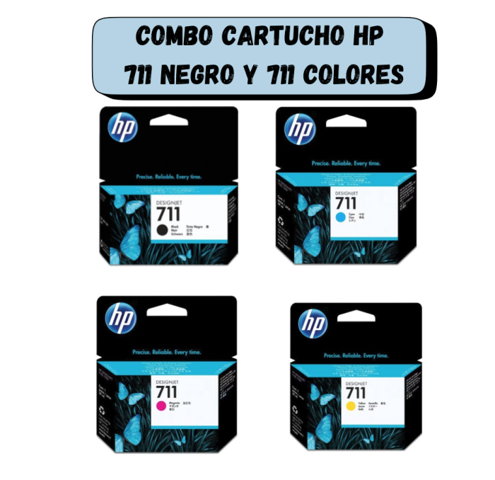 Combo cartucho de tinta HP 711 38ML Negro y 711 Colores Original - Image 1