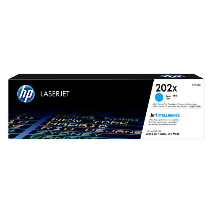 Cartucho de tóner HP 202X Cian Alto Rendimiento Laserjet Original (CF501X) - Image 1