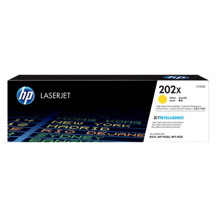 Cartucho de tóner HP 202X Amarillo Alto Rendimiento Laserjet Original (CF502X)