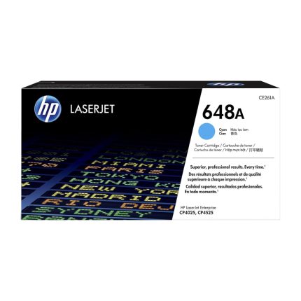Cartucho de Tóner HP 648A Cian LaserJet Original (CE261A)
